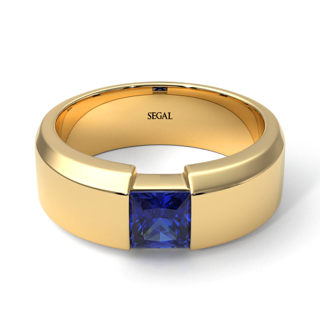 Princess Cut Sapphire Solitaire Wedding Band - Lane No. 13