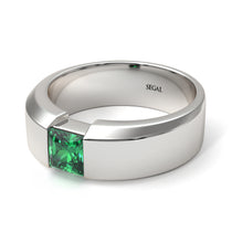 Princess Cut Emerald Solitaire Wedding Band - Lane No. 6 image 1