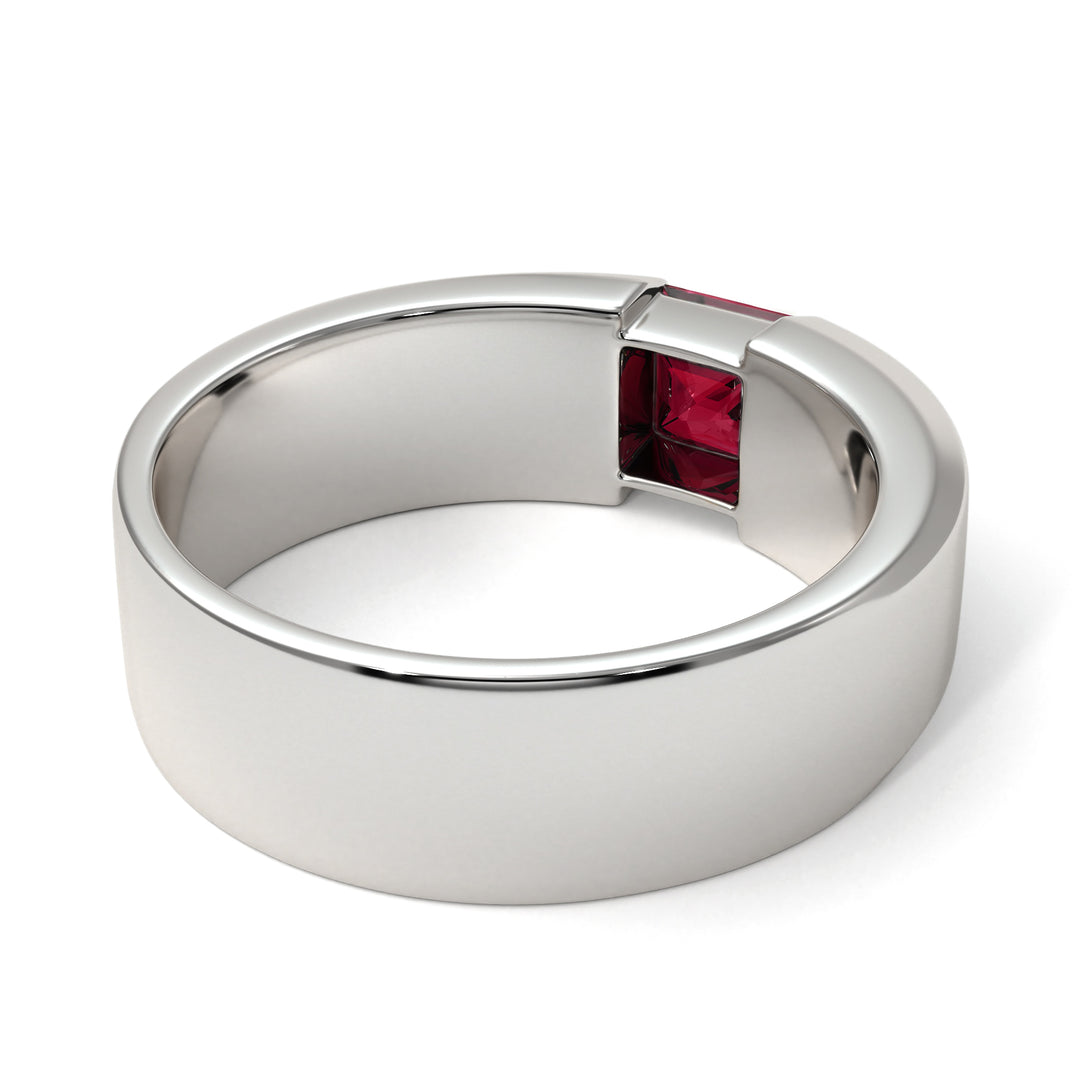Princess Cut Ruby Solitaire Wedding Band - Lane No. 12
