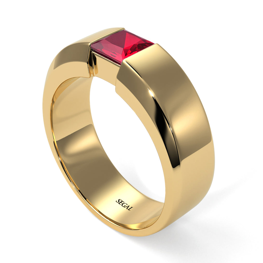 Princess Cut Ruby Solitaire Wedding Band - Lane No. 10