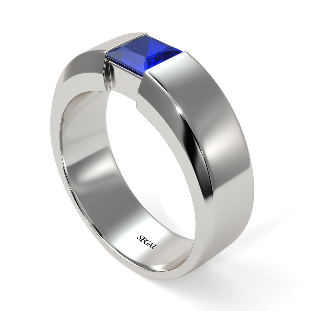Princess Cut Sapphire Solitaire Wedding Band - Lane No. 15
