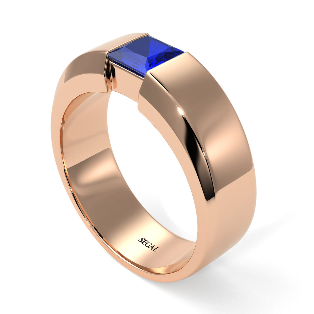 Princess Cut Sapphire Solitaire Wedding Band - Lane No. 14