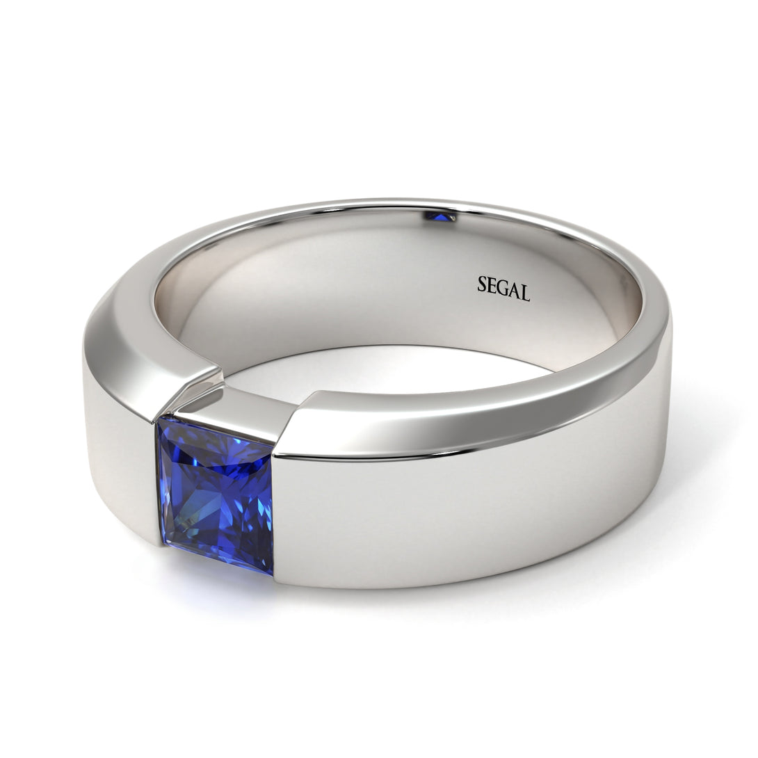 Princess Cut Sapphire Solitaire Wedding Band - Lane No. 15