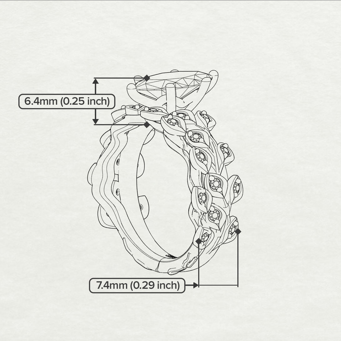 Marquise Sapphire Golden Leaf Bridal Set - Julieta No. 45