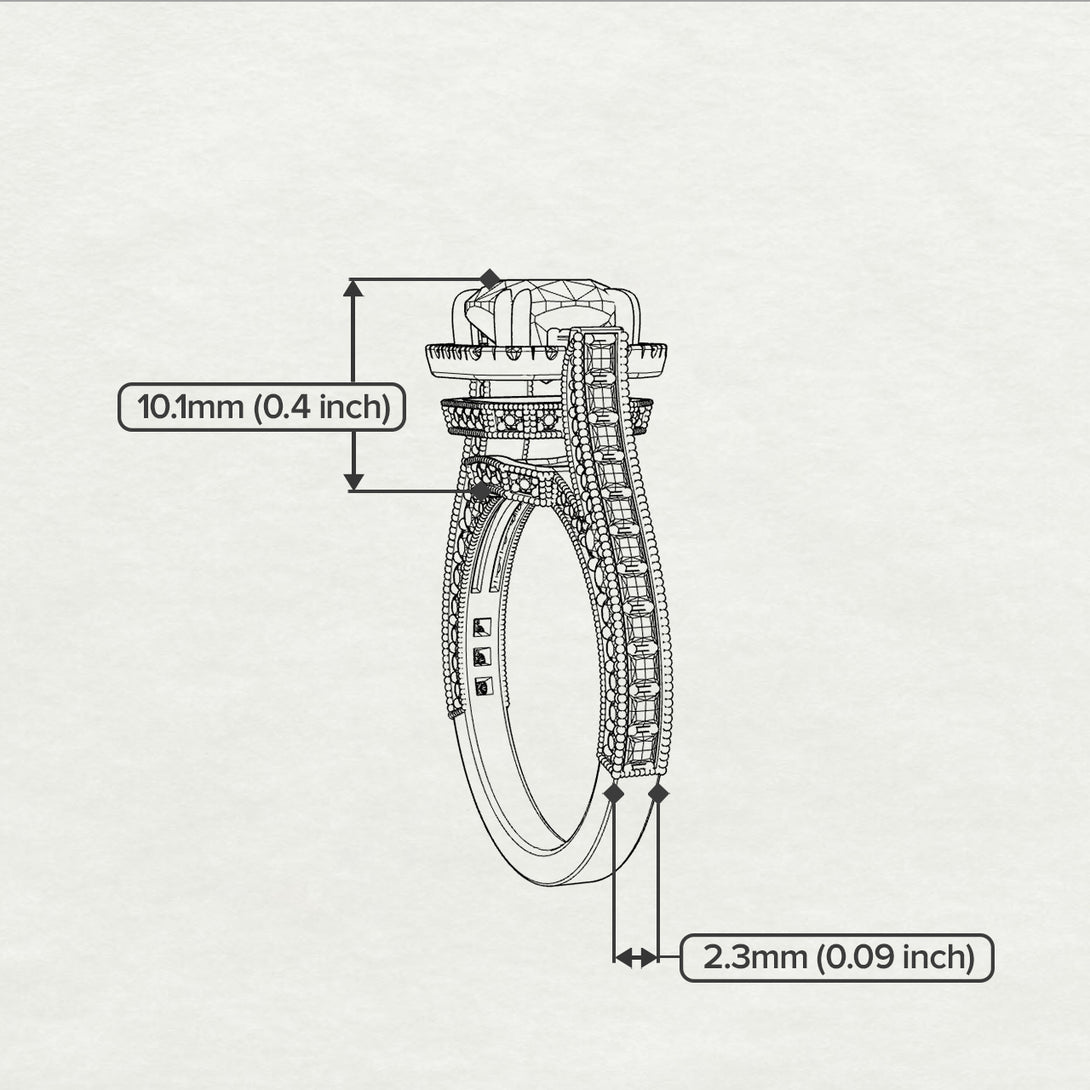 Diamond Three Halo Milgrain Engagement Ring - Mira No. 32