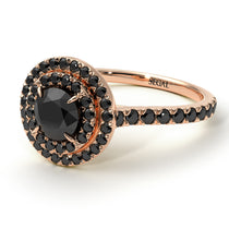 Double Halo Black Diamond Ring - Zoey No. 32 image 1