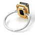 Two Tones Halo Emerald Cut Black Diamond Ring With Hidden Diamonds - Rowan No. 80