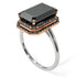 Two Tones Halo Emerald Cut Black Diamond Ring With Hidden Diamonds - Rowan No. 81