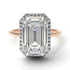 Two Tones Halo Emerald Cut Diamond Ring With Hidden Diamonds - Rowan No. 78