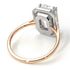 Two Tones Halo Emerald Cut Diamond Ring With Hidden Diamonds - Rowan No. 78