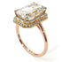 Two Tones Halo Emerald Cut Diamond Ring With Hidden Diamonds - Rowan No. 76