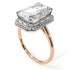 Two Tones Halo Emerald Cut Diamond Ring With Hidden Diamonds - Rowan No. 78