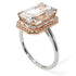 Two Tones Halo Emerald Cut Diamond Ring With Hidden Diamonds - Rowan No. 78