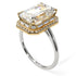 Two Tones Halo Emerald Cut Diamond Ring With Hidden Diamonds - Rowan No. 77