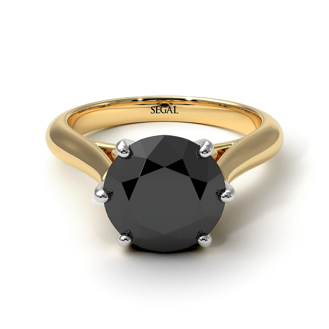 Two Tones 3ct Black Diamond Engagement Ring - June No. 80