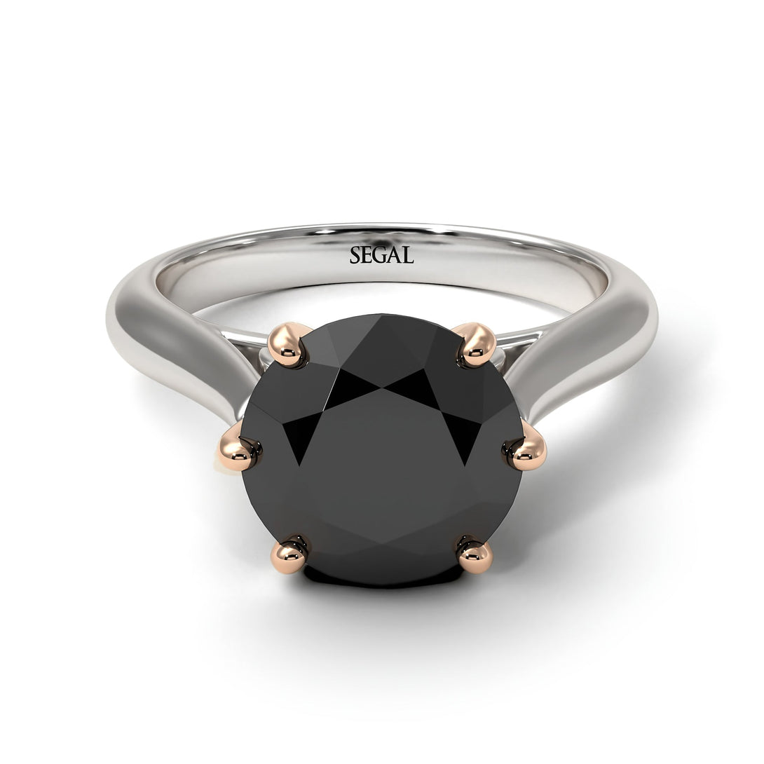 Two Tones 3ct Black Diamond Engagement Ring - June No. 81