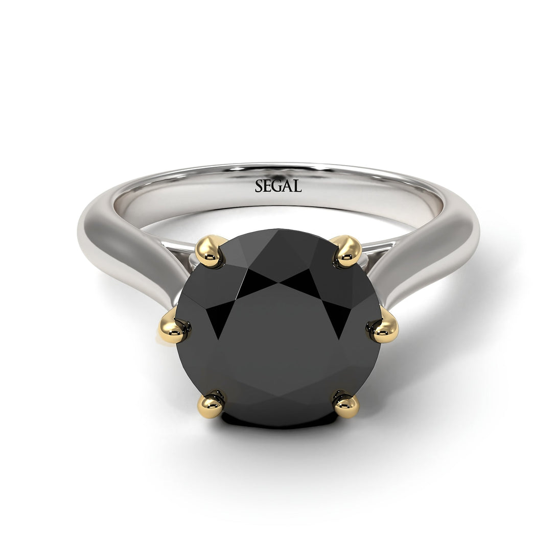 Two Tones 3ct Black Diamond Engagement Ring - June No. 80