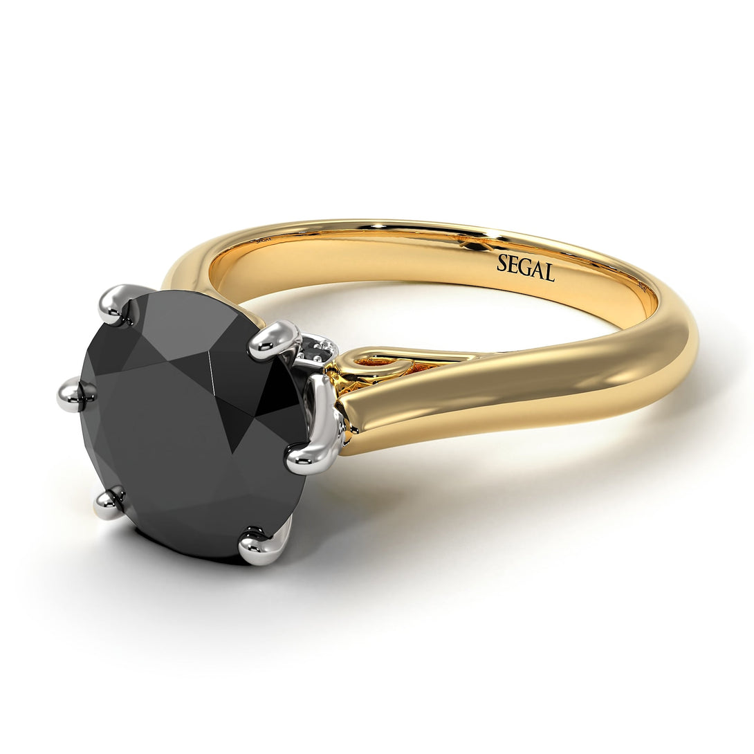 Two Tones 3ct Black Diamond Engagement Ring - June No. 80