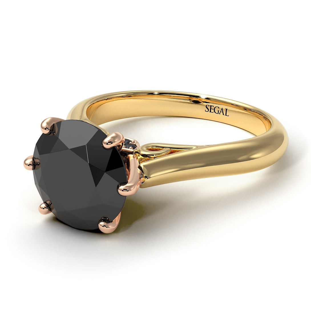 Two Tones 3ct Black Diamond Engagement Ring - June No. 79