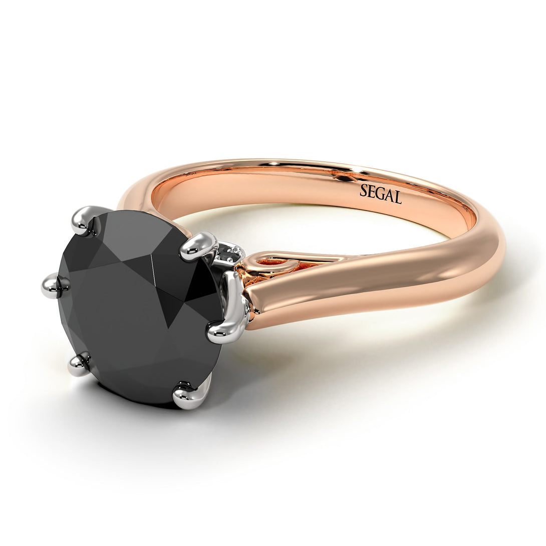 Two Tones 3ct Black Diamond Engagement Ring - June No. 81