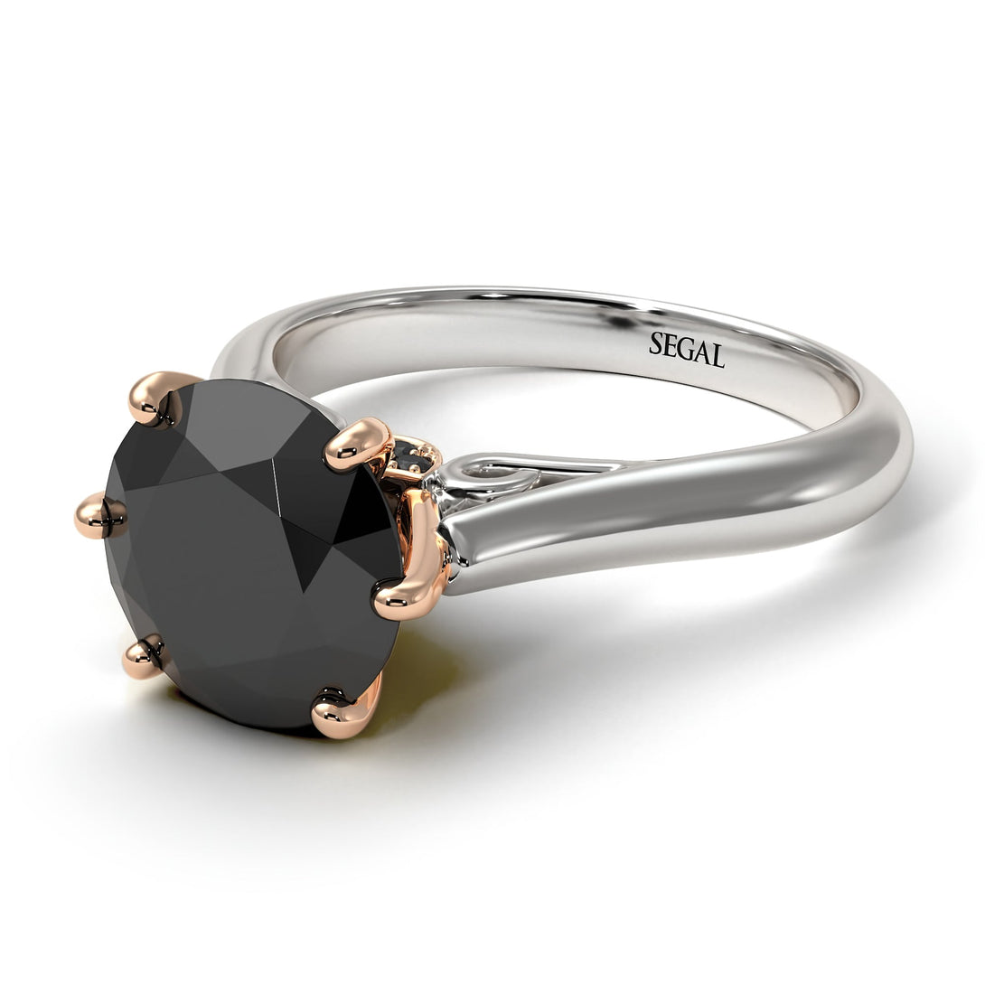 Two Tones 3ct Black Diamond Engagement Ring - June No. 81