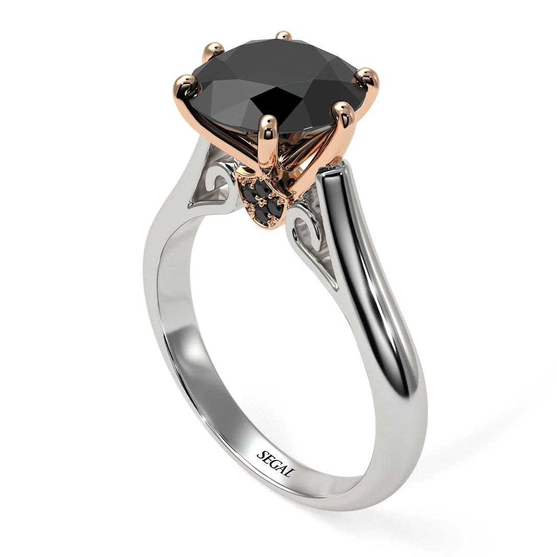 Two Tones 3ct Black Diamond Engagement Ring - June No. 81