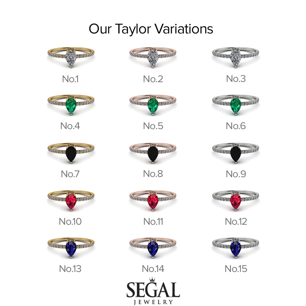 Pear Moissanite Ring With Micro Pave - Taylor No. 1