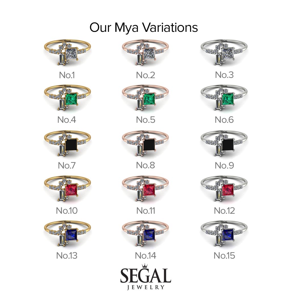 Princess Cut Mix Ruby Ring - Mya No. 10