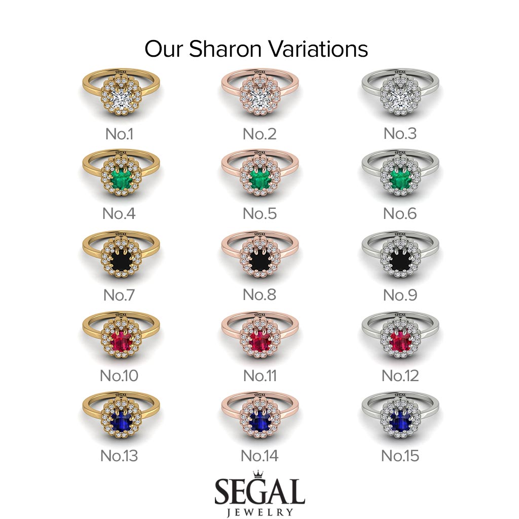 Double Halo Sapphire Cushion Engagement Ring - Sharon No. 45
