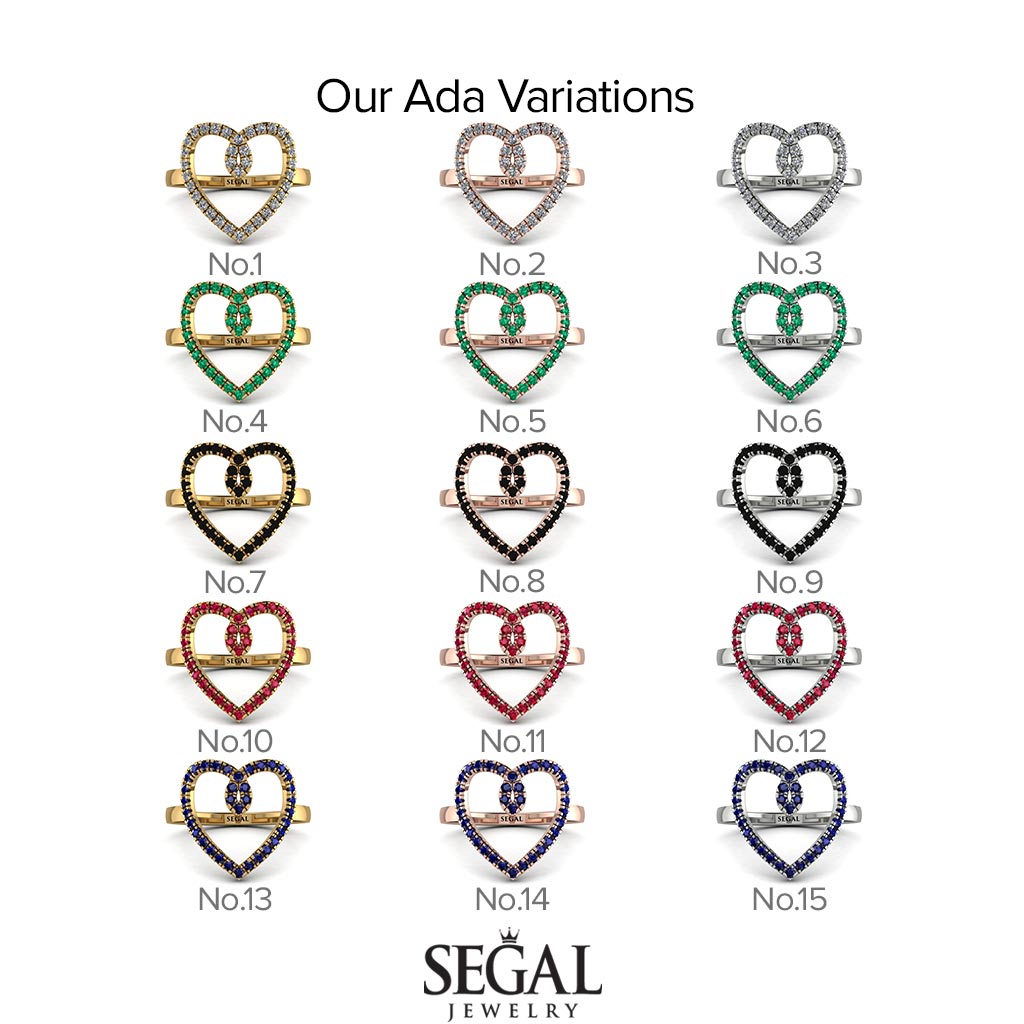 Big Heart Black Diamond Ring - Ada No. 7