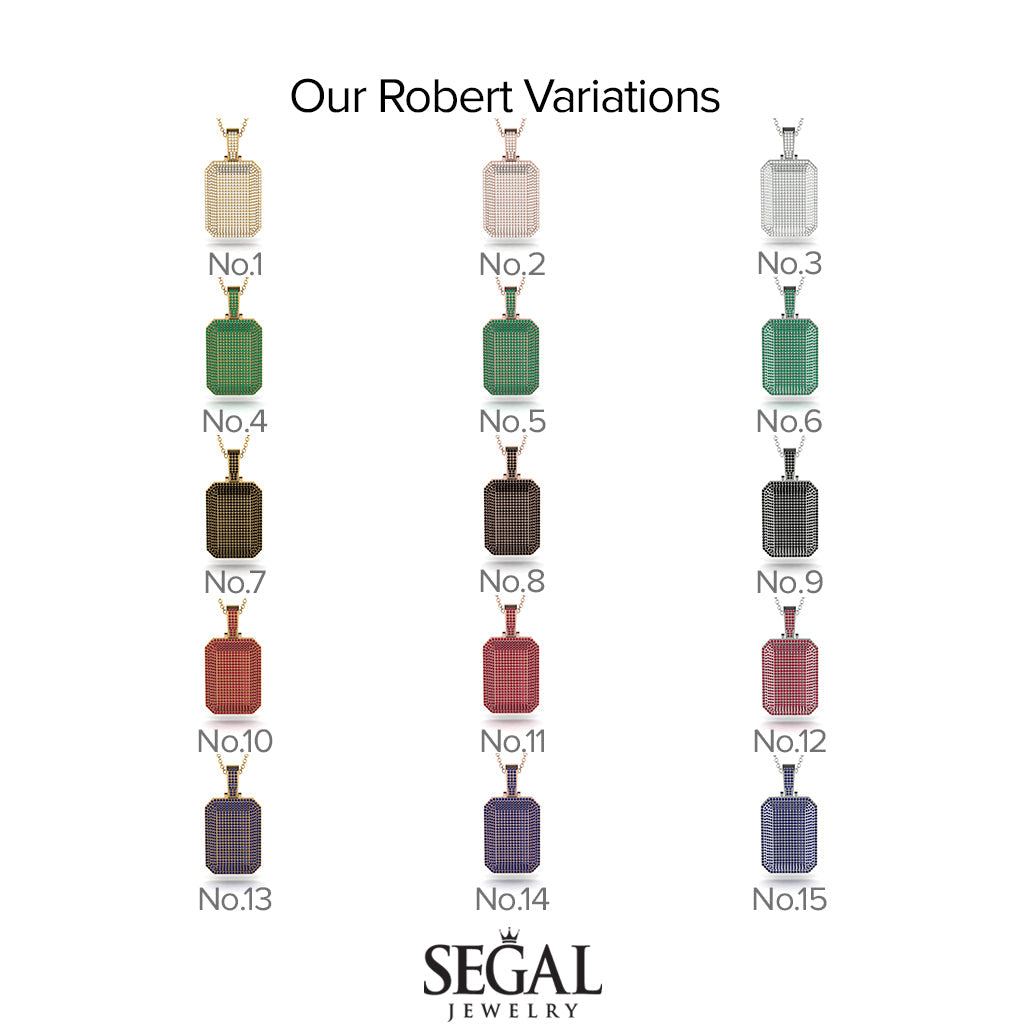 Elegant Dog Tag Men Ruby Pendant - Robert No. 10