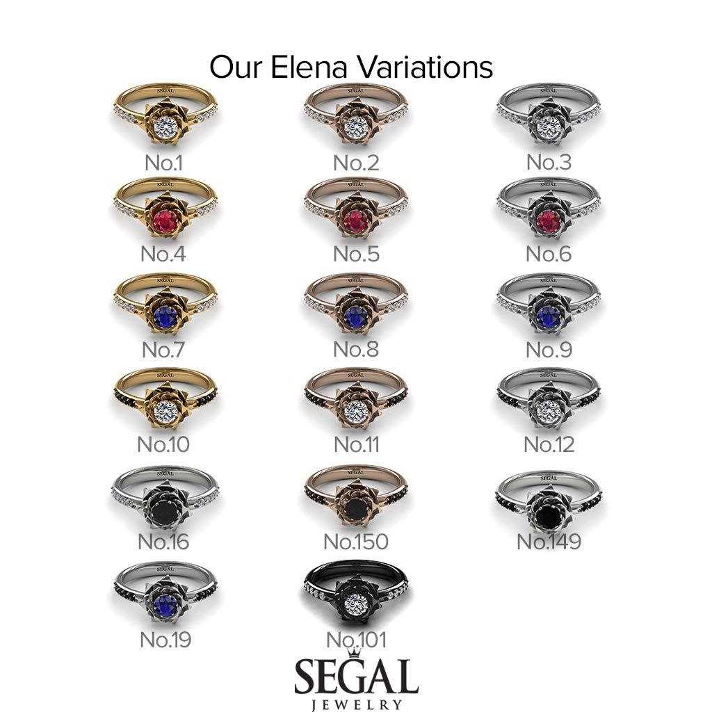 SALE - A lady's Rose Black Moissanite Ring- Elena