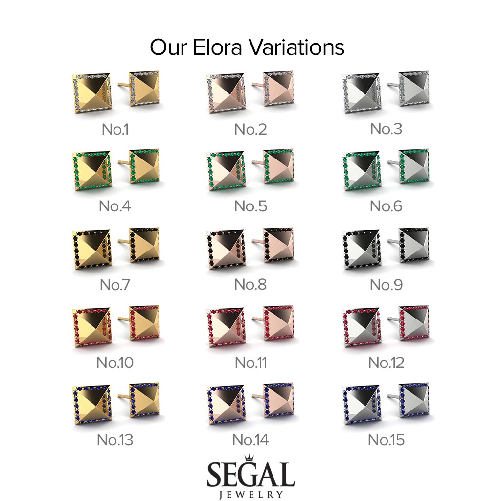 Square Black Diamond Earrings - Elora No. 7