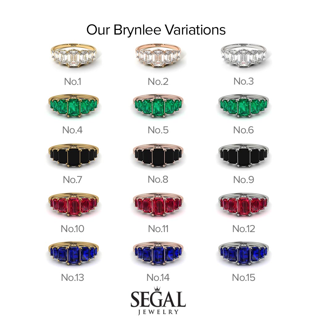 Two Tones Emerald Cut Diamond Ring With Hidden Diamonds - Brynlee No. 78