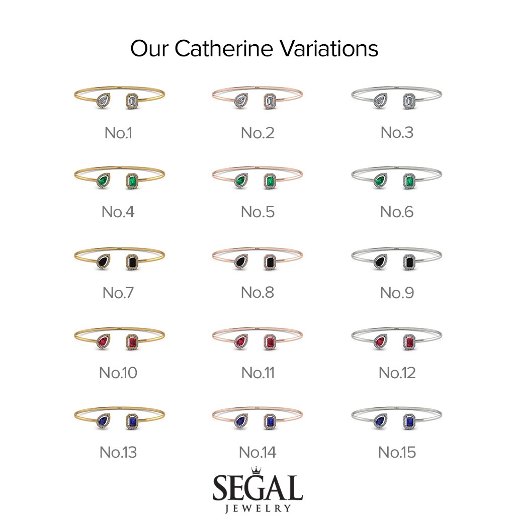 Geometric Pearl And Emerald Diamond Bracelet - Catherine No. 16