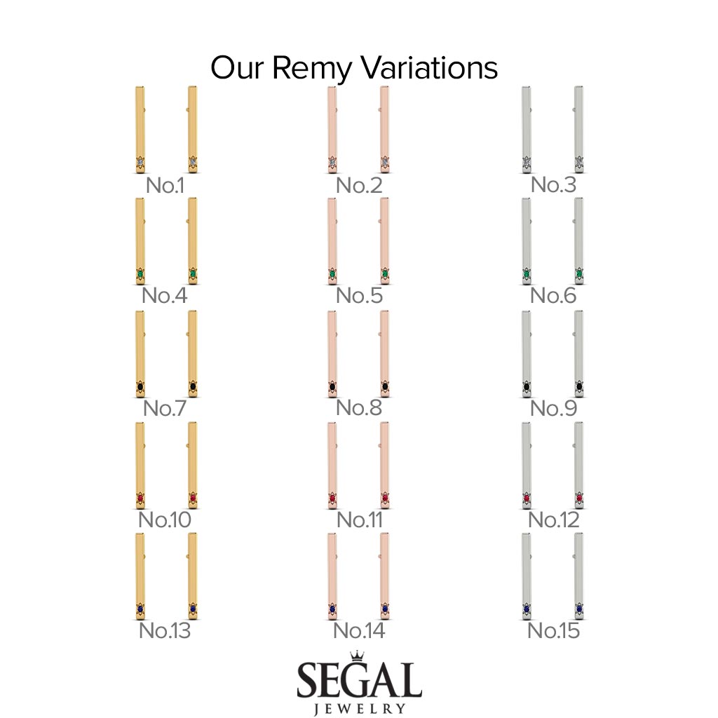 Stick Ruby Stud Earrings - Remy No. 10