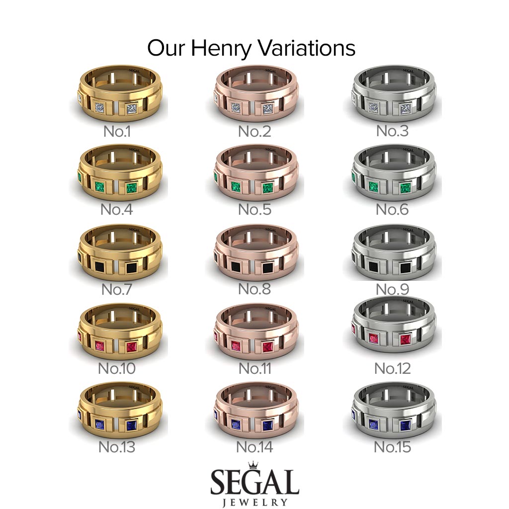 Architectural Princess Emerald Wedding Band - Henry No. 11