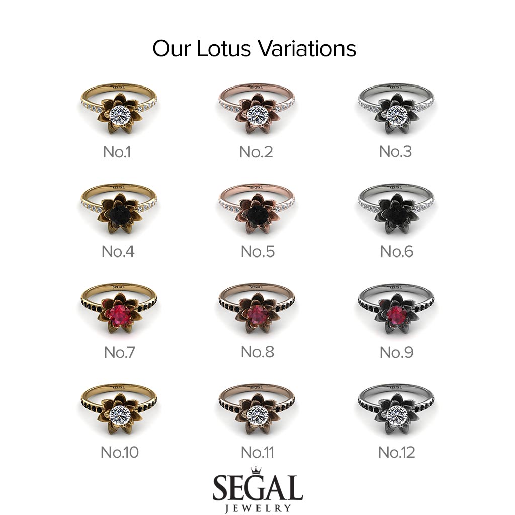 Lotus Flower Black Diamond ring - Lotus no. 18