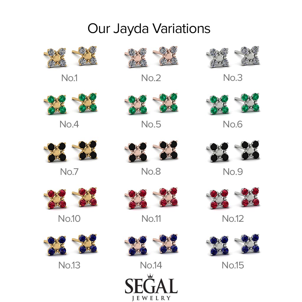 GeometricRuby Earrings Golden Diamond - Jayda No. 10