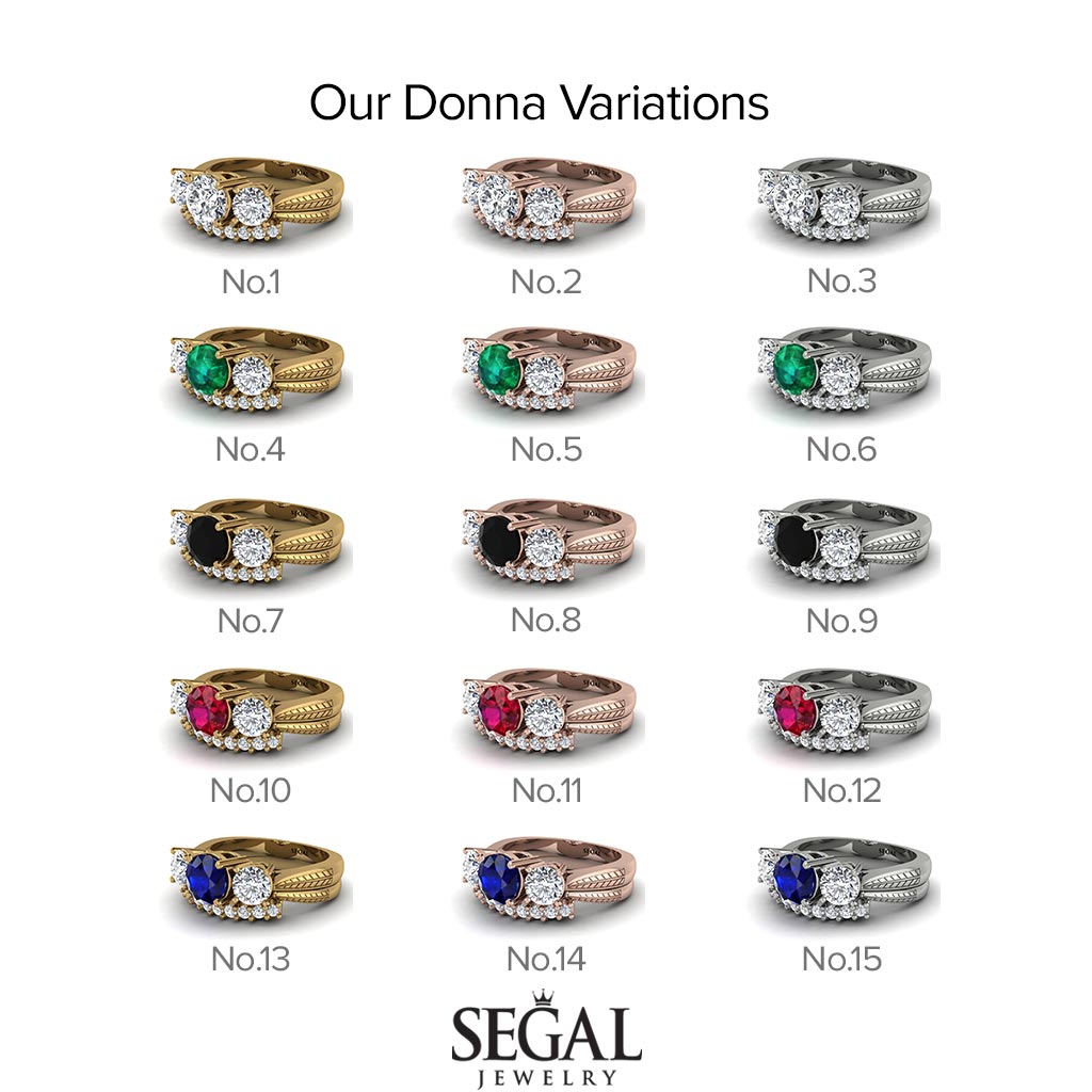 Three Stones Emerald Braches Bridal Set - Donna No. 4
