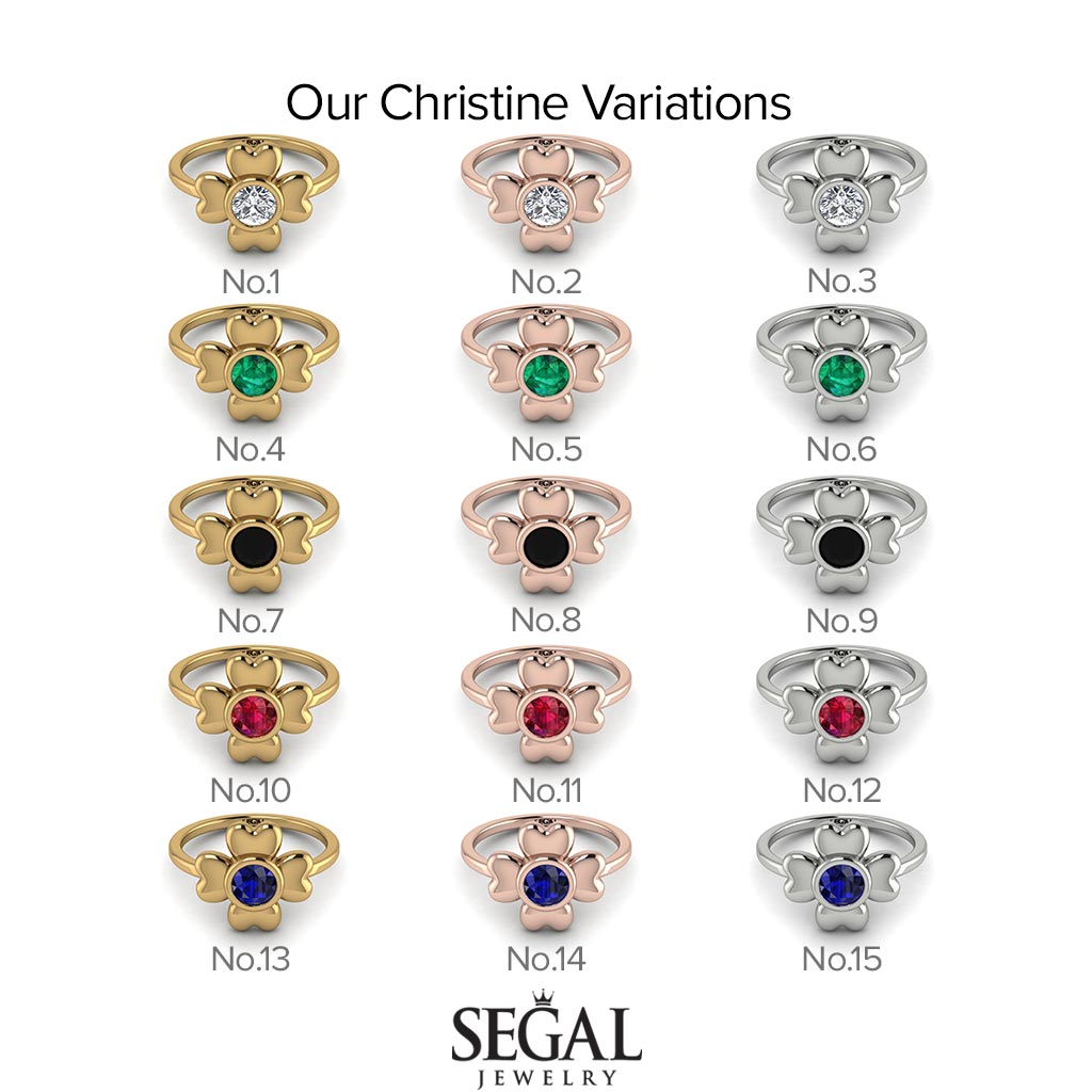 Solid Clower Flower Sapphire Engagement Ring - Christine No. 14