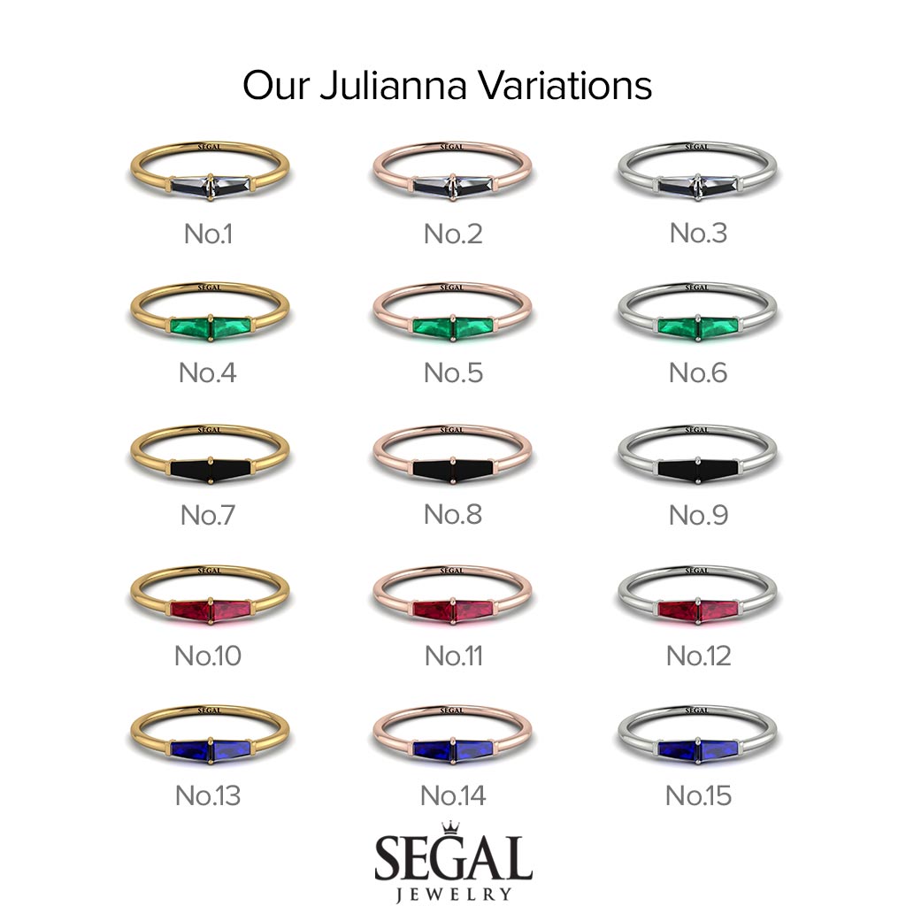 Thin Baguette Emerald Ring - Julianna No. 6