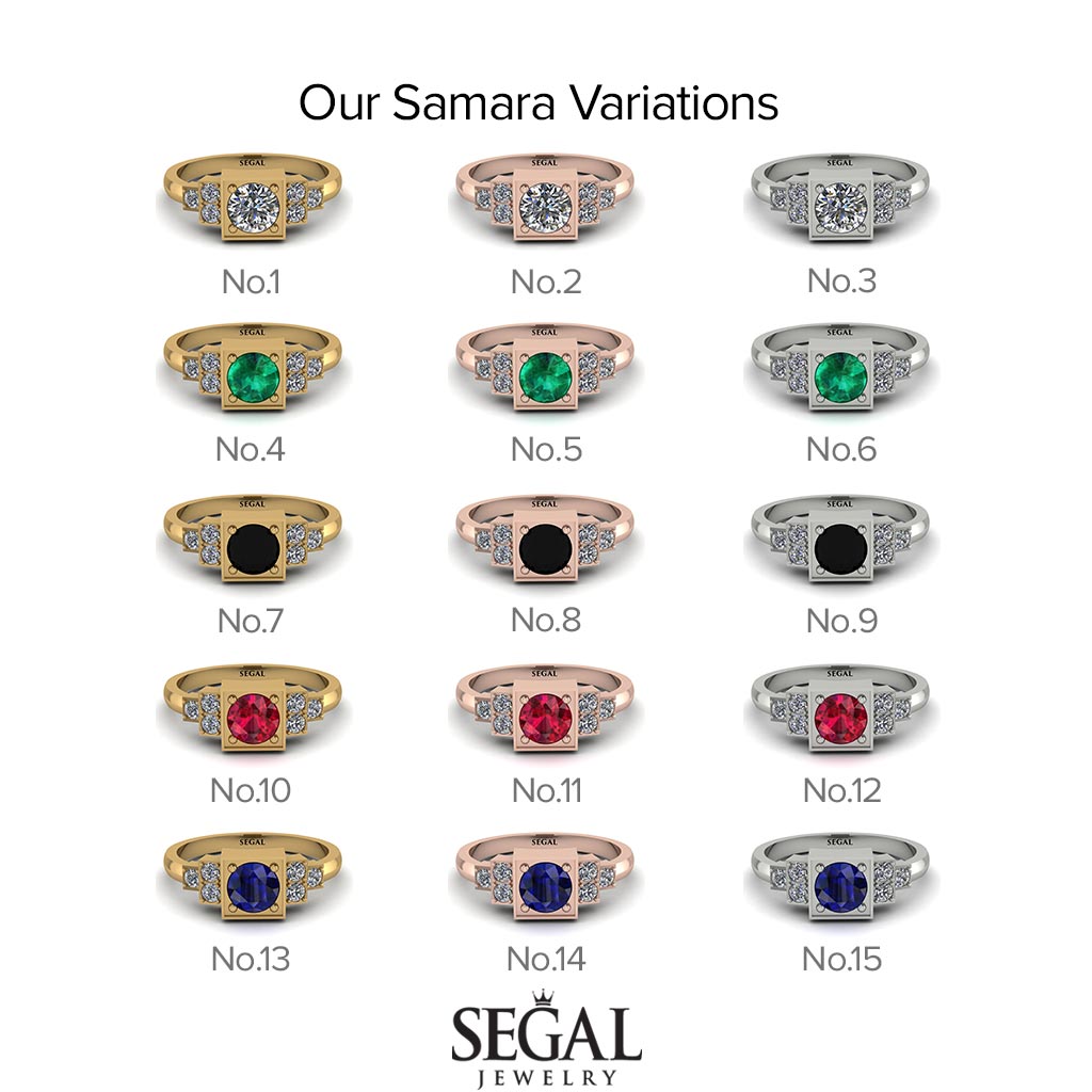 Square Black Diamond Engagement Ring - Samara No. 53