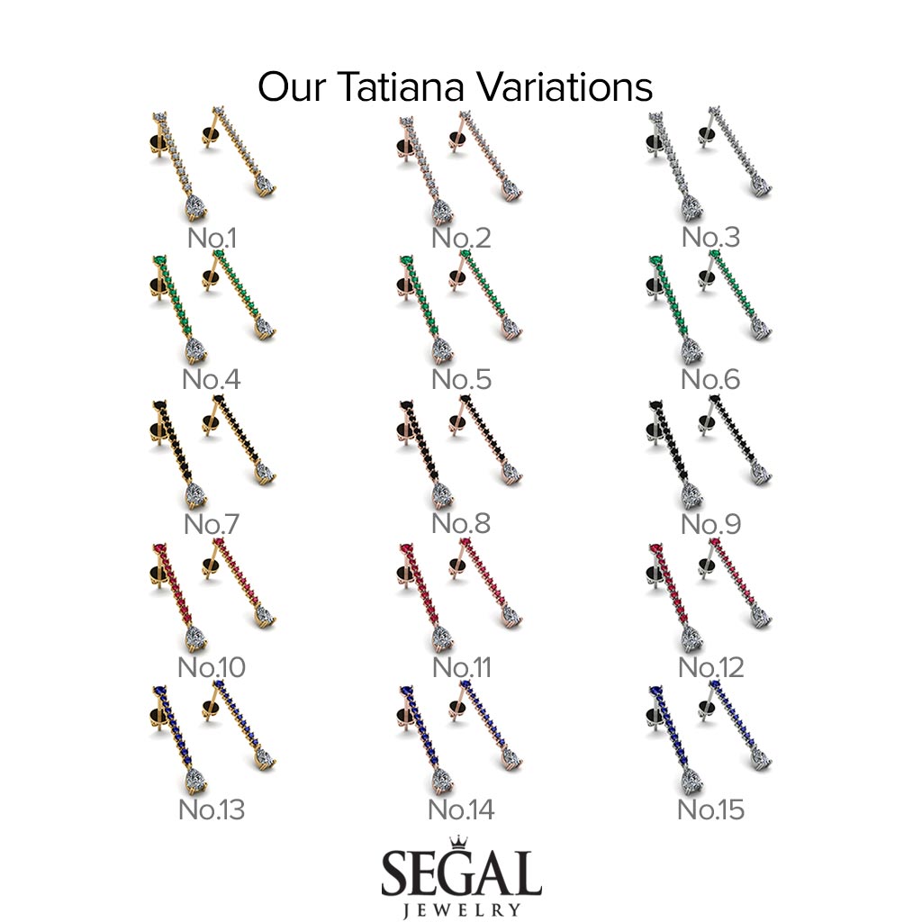 Hanging Oval Black Diamond Earrings - Tatiana No. 38