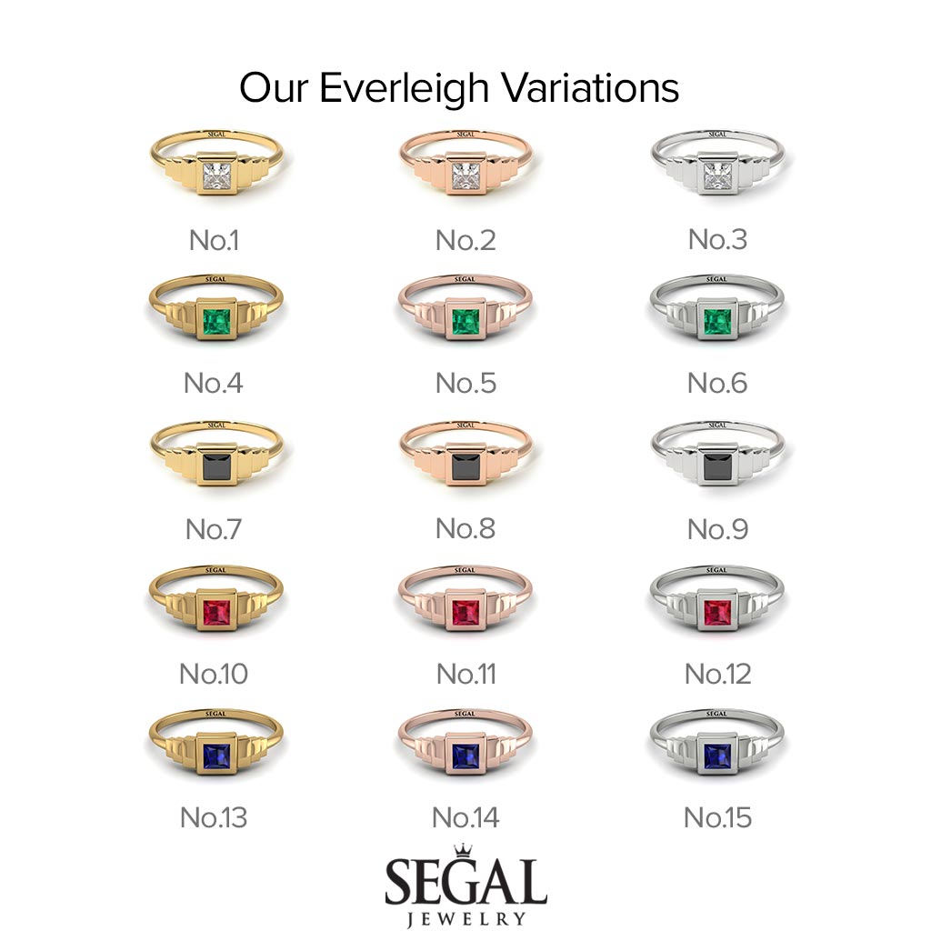 Geometric Princess Cut Sapphire Ring - Everleigh No. 15