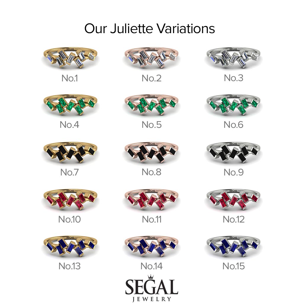 Thin Baguette Black Diamond Ring - Juliette No. 8