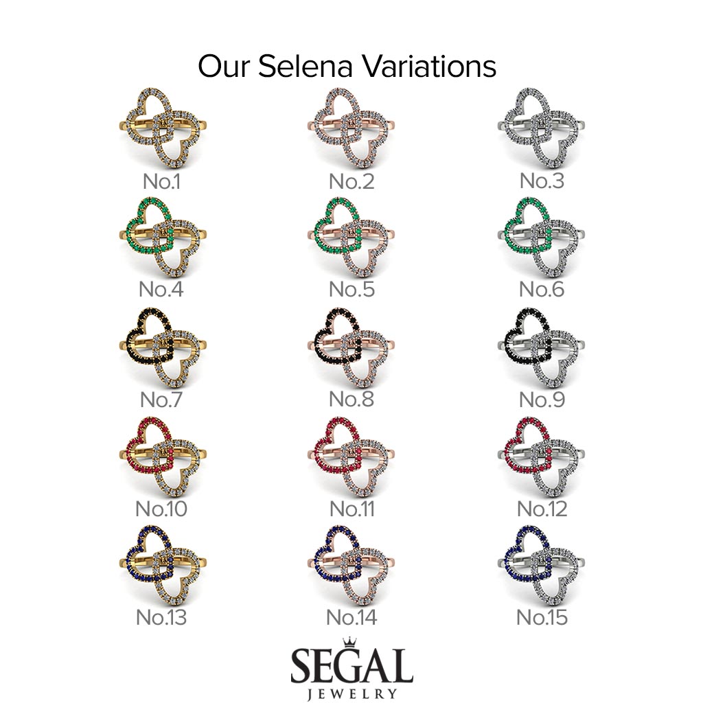 Two Hearts Black Diamond Ring - Selena No. 24
