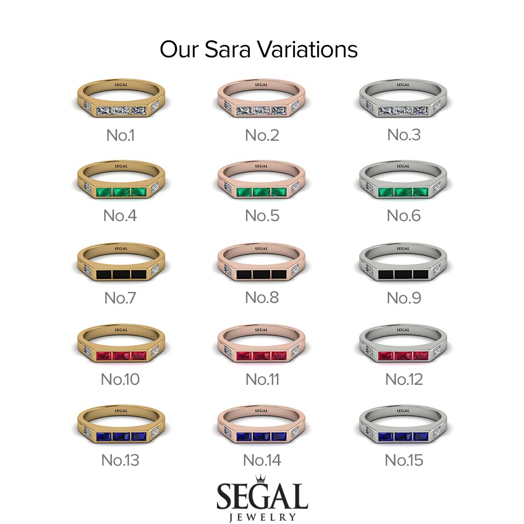 Emerald Cut Thin Emerald Signature Ring - Sara No. 5