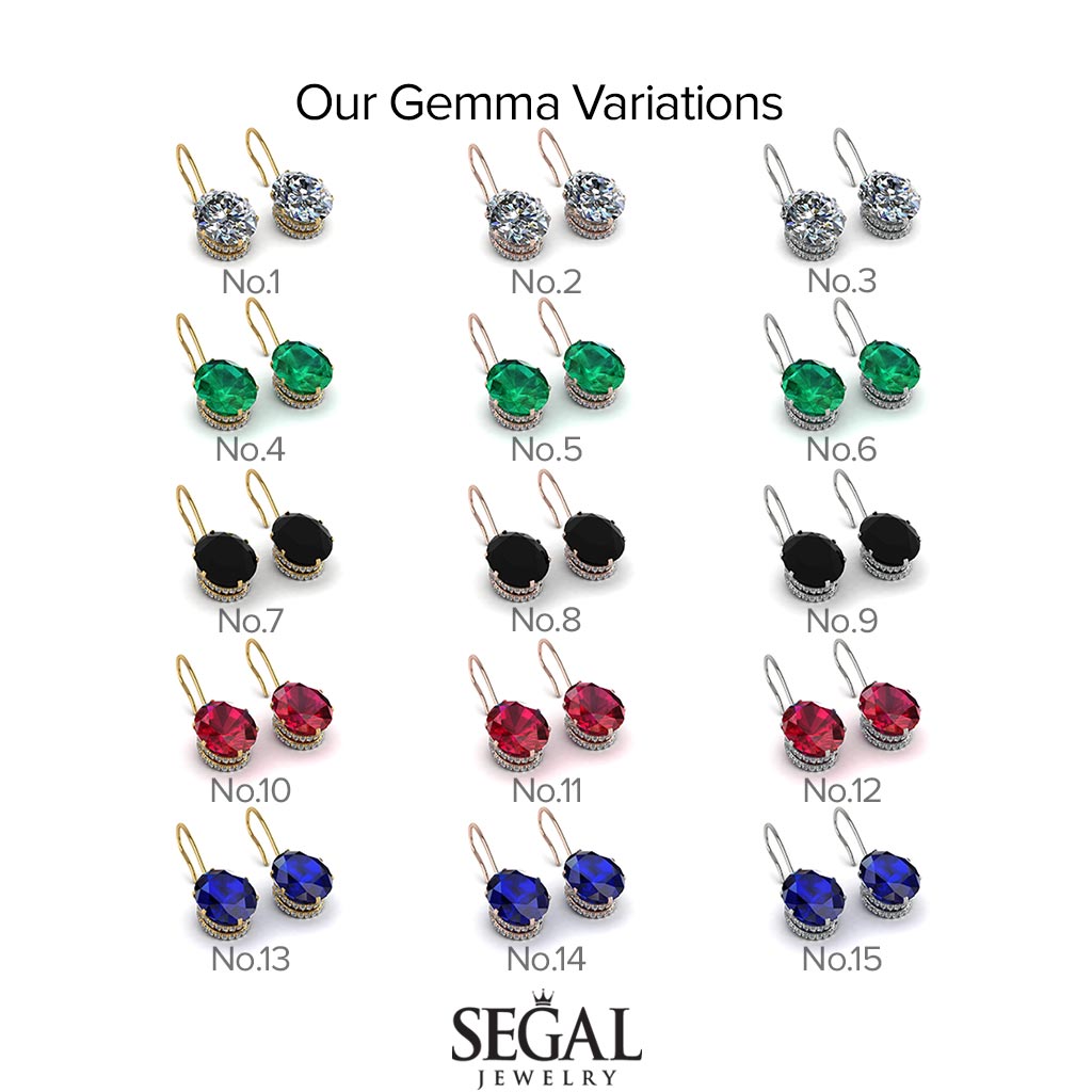 Oval Hidden Halo Black Diamond Earrings - Gemma No. 39