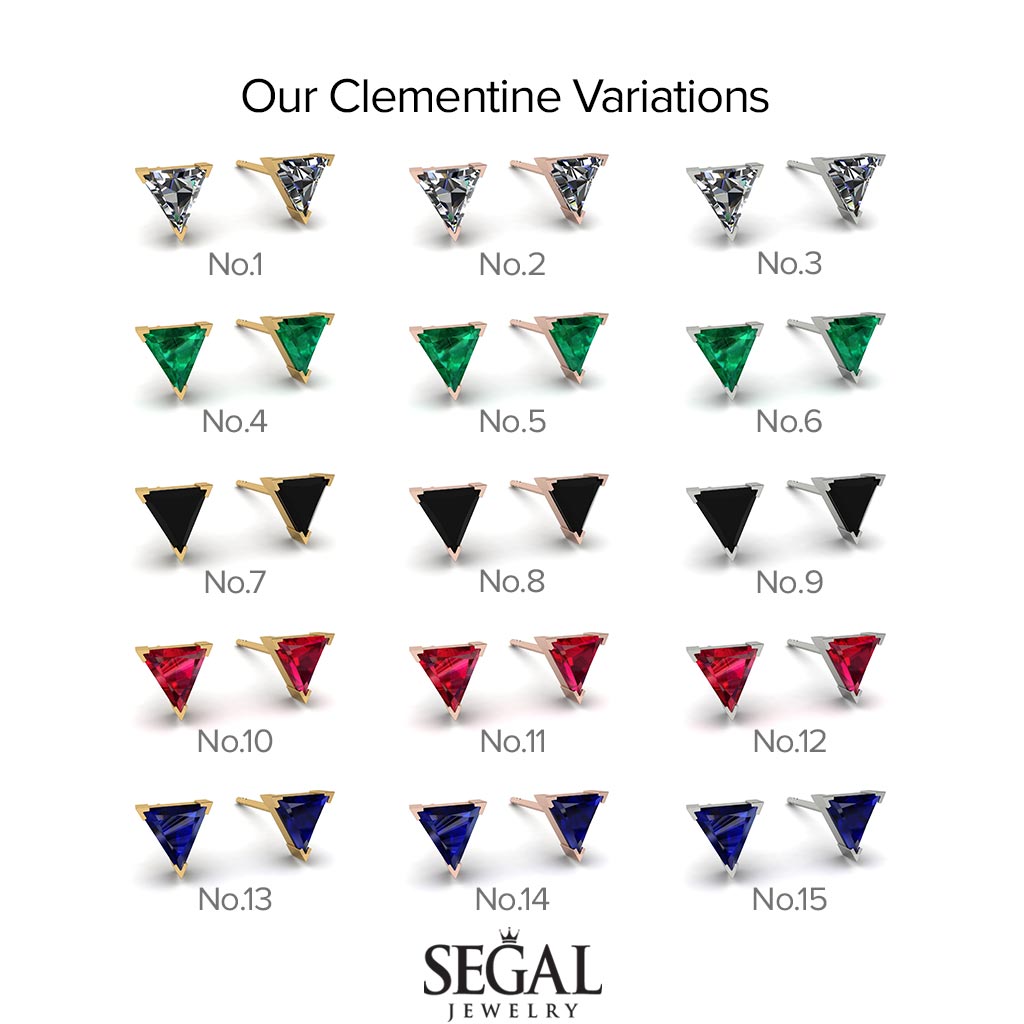 Triangle Cut Black Diamond Earrings - Clementine No. 9